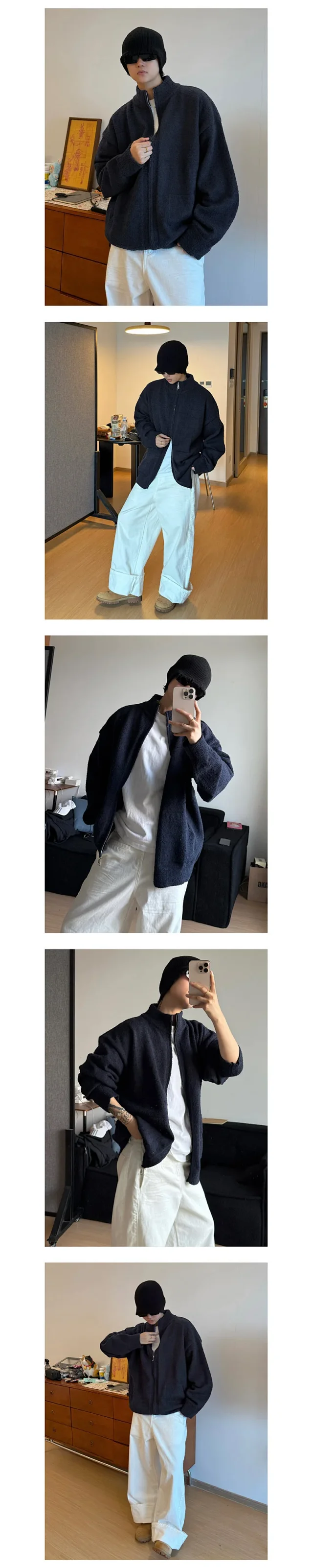 Cleanfit Men's Double Zipper Knit Cardigan Detail