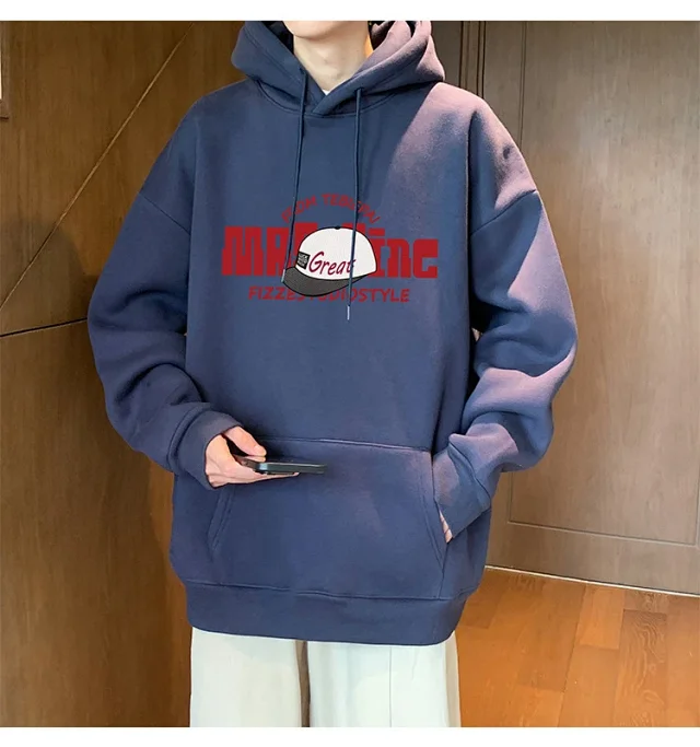 HK Style Men's Oversized Cotton Hoodie Detail