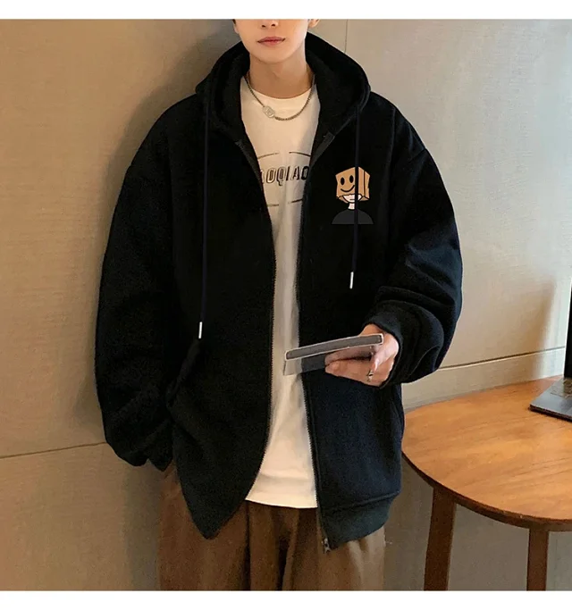 Men's HK Style Oversized Zip Hoodie Detail