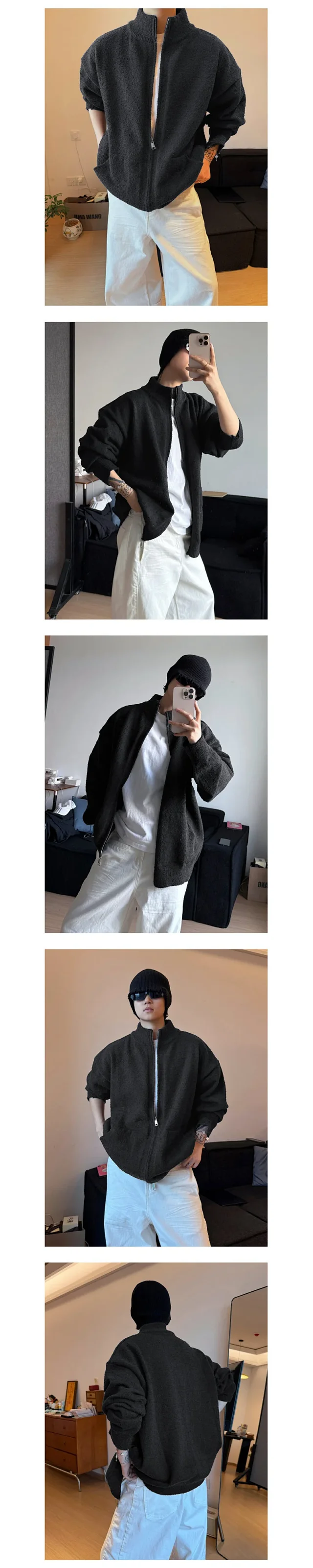 Cleanfit Men's Double Zipper Knit Cardigan Detail
