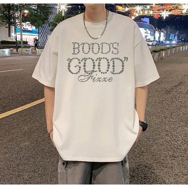 Men's Heavyweight Cotton Casual Daily Short Tee Detail