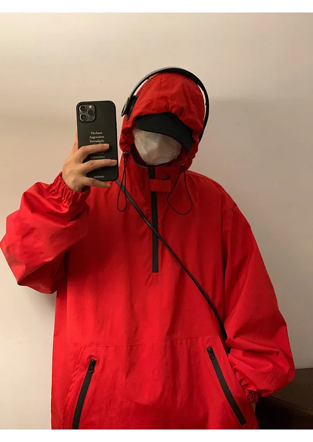Men's & Youth Hooded Half-Zip Windbreaker Detail