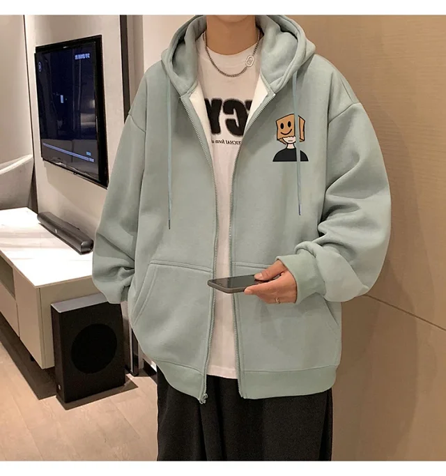 Men's HK Style Oversized Zip Hoodie Detail