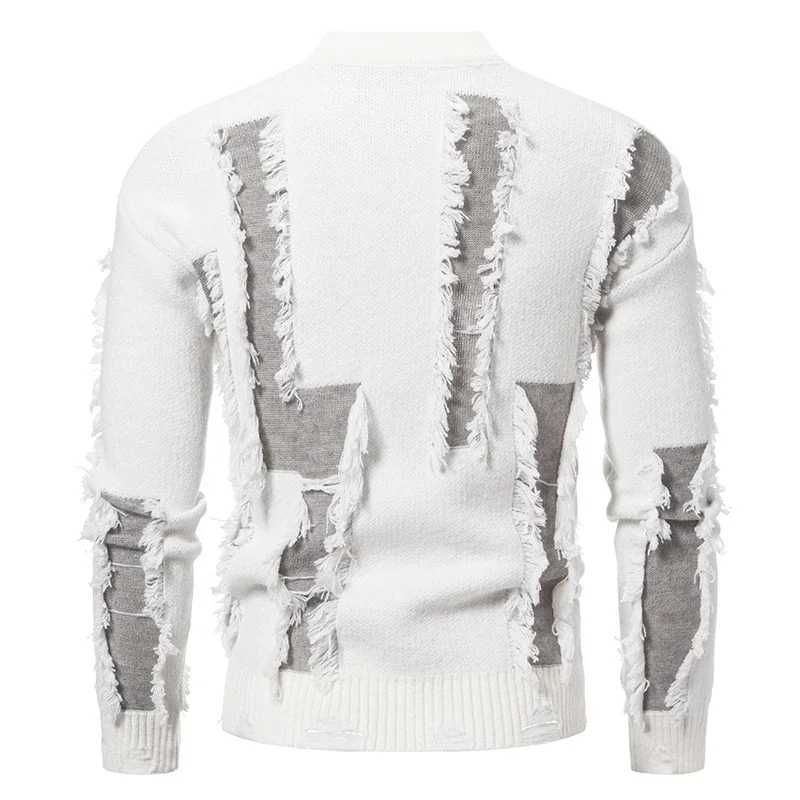 Men's Distressed Loose Knit Sweater Autumn