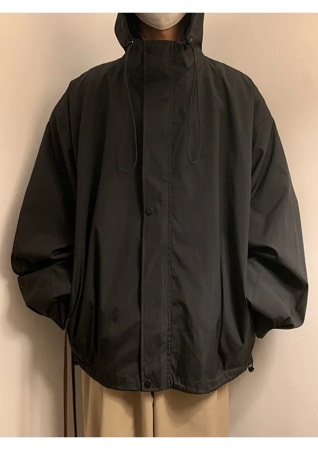 Autumn/Winter Men's HK Loose Casual Hooded Jacket Detail