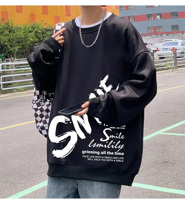 Men's Vintage Loose Fit Crew Neck Detail