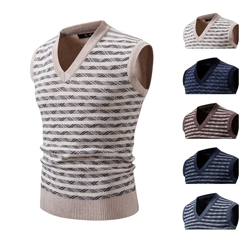 Men's Striped Knit Vest Casual A/W
