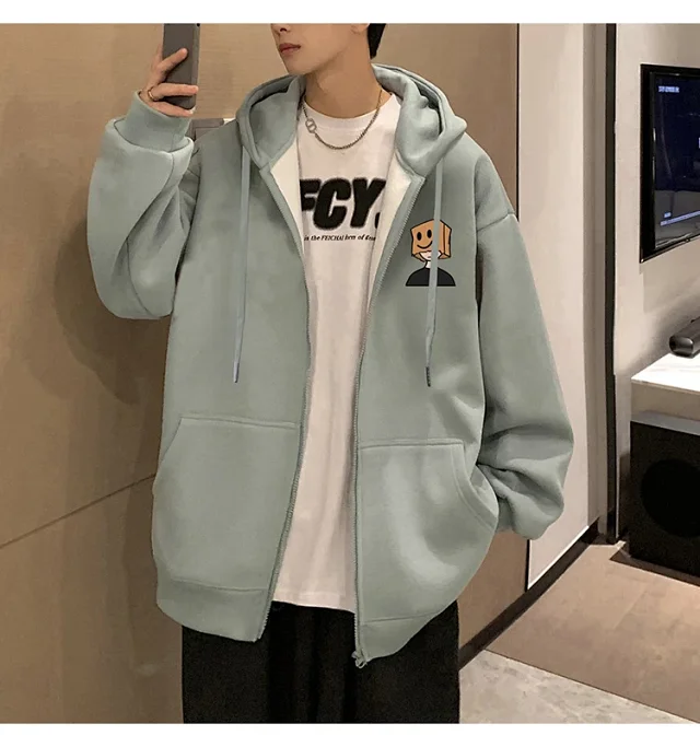 Men's HK Style Oversized Zip Hoodie Detail