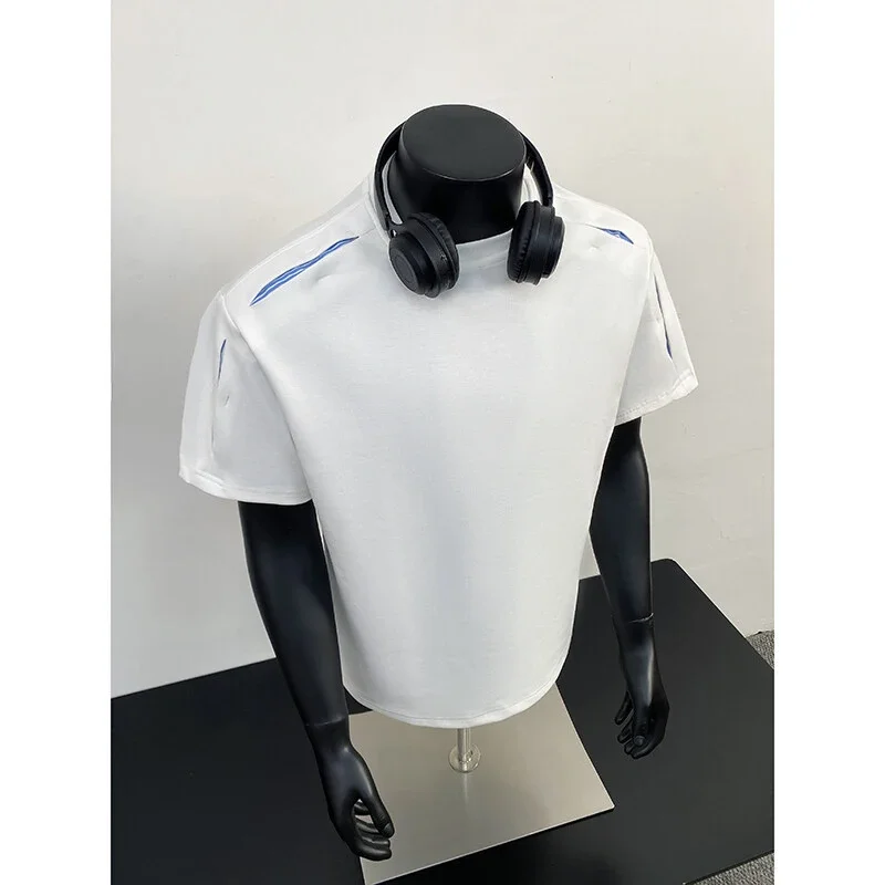 Liquid Ammonia Cotton Striped Deconstructed Short Sleeve T - Shirt