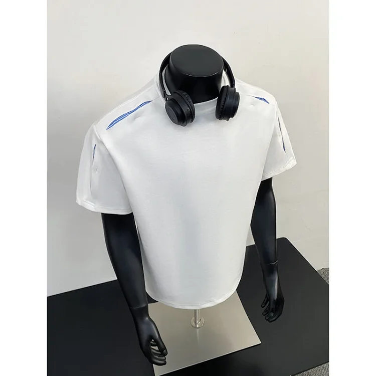 Liquid Ammonia Cotton Striped Deconstructed Short Sleeve T - Shirt