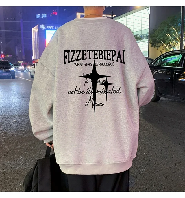Unisex American Streetwear Crewneck Fleece Sweatshirt Detail