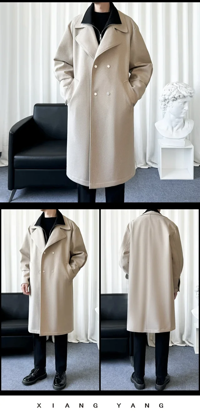 Men's American Retro Two-Tone Hooded Coat Detail