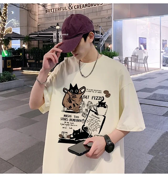 Men's Heavyweight Cotton Cartoon Youth Tee Detail