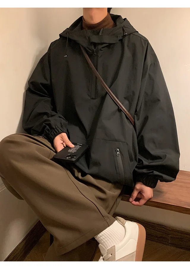 Men's & Youth Hooded Half-Zip Windbreaker Detail