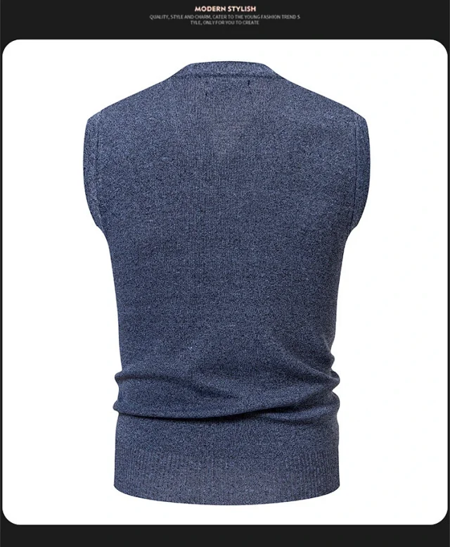 Men's Striped Knit Vest Casual A/W Detail