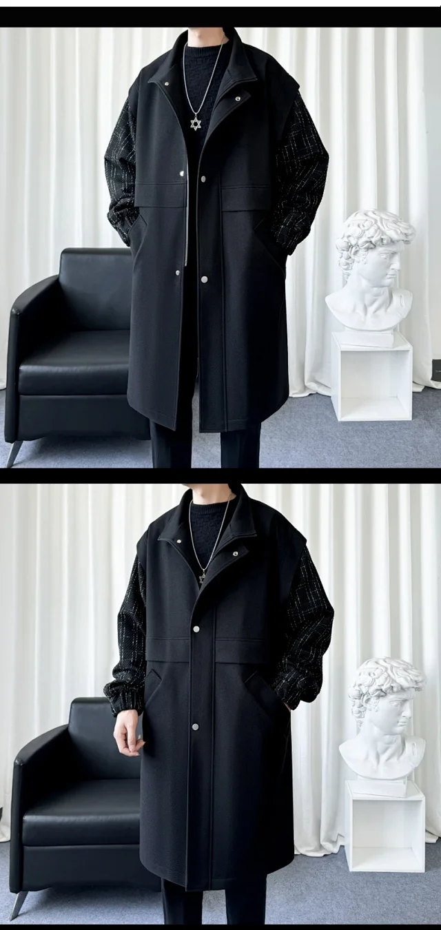 New Men's Japanese Work Trench Coat Detail