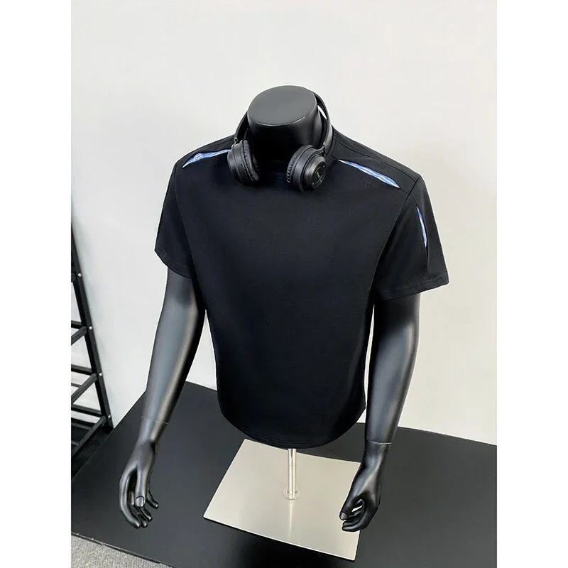 Liquid Ammonia Cotton Striped Deconstructed Short Sleeve T - Shirt