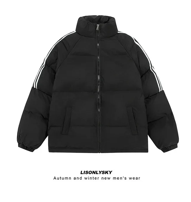 Youth Winter Waterproof Striped Puffer Jacket Detail