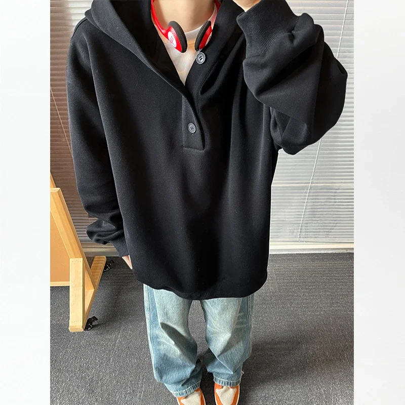 American Hip-Hop Men's Heavyweight Button Hoodie