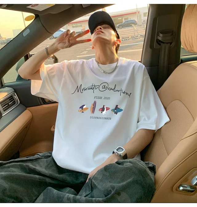 Men's Summer Trendy Oversized Cotton Tee Detail