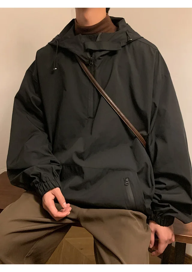 Men's & Youth Hooded Half-Zip Windbreaker Detail