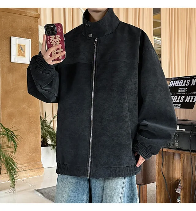 SS2025 Men's Matte Vintage PU Jacket Detail