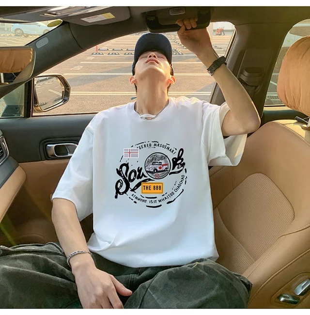 Men's Summer Cotton T-Shirt Loose Fit Detail