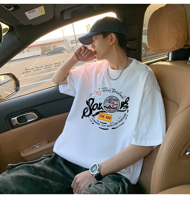 Men's Summer Cotton T-Shirt Loose Fit Detail