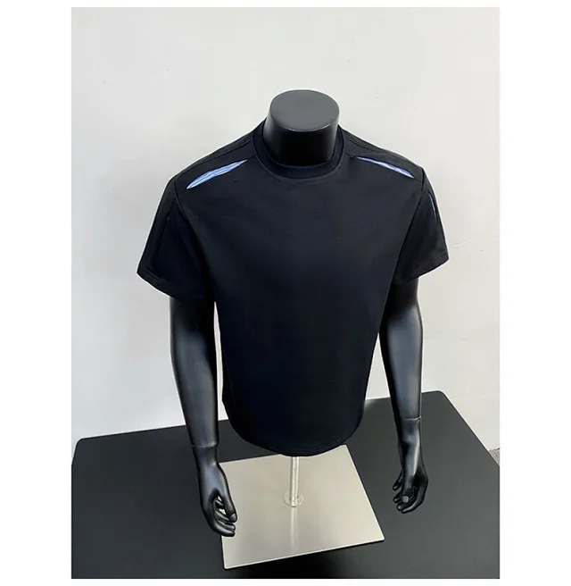 Liquid Ammonia Cotton Striped Deconstructed Short Sleeve T - Shirt Detail