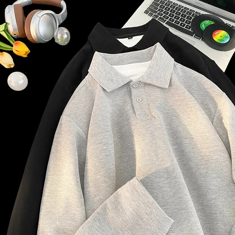 Men's Mock Two-Piece Long Sleeve Polo