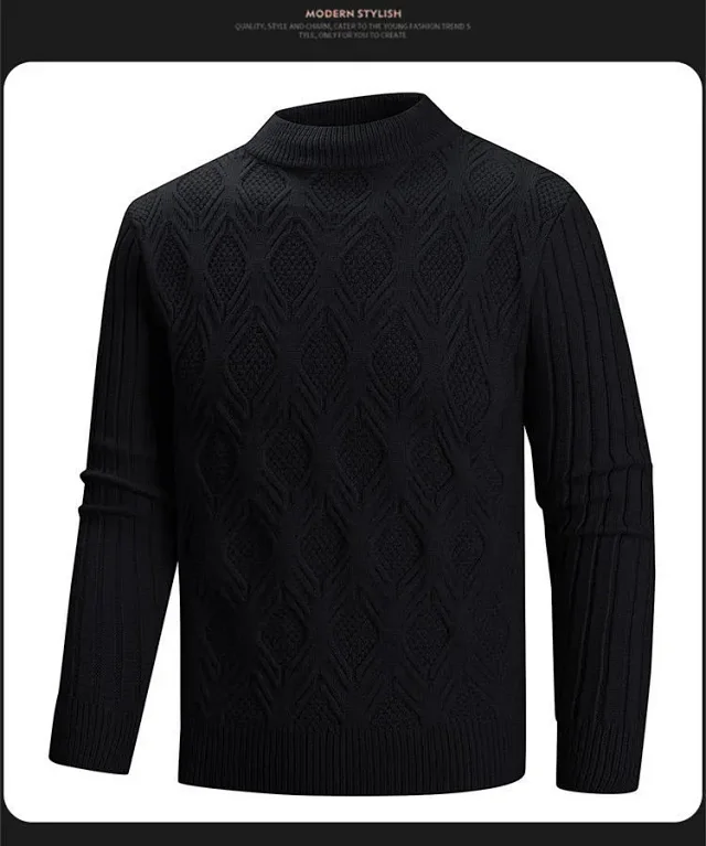 Men's Vintage Argyle Casual Sweater Detail