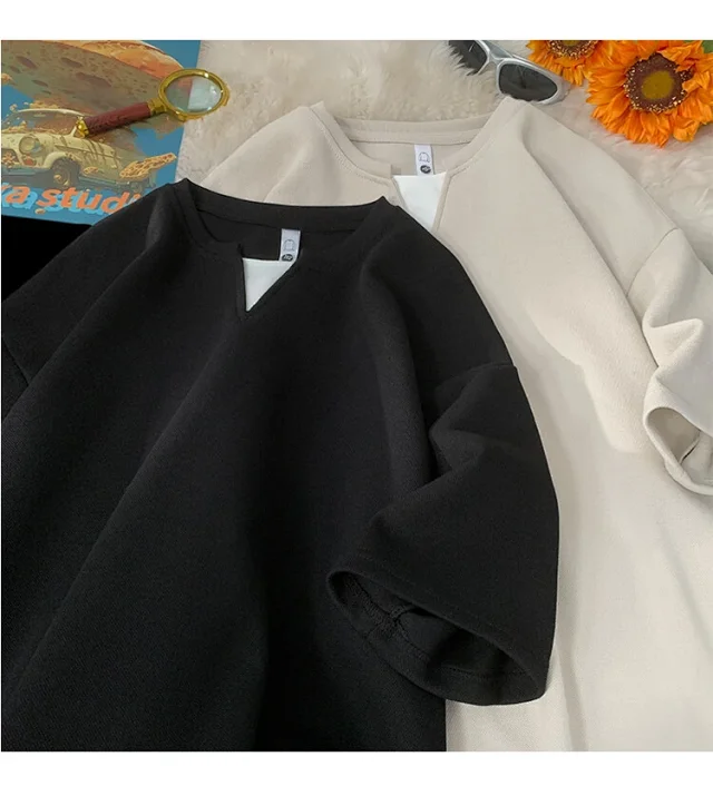Men's Mock Two-Piece V-Neck Heavyweight Tee Detail