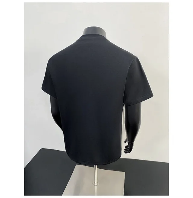 Liquid Ammonia Cotton Striped Deconstructed Short Sleeve T - Shirt Detail