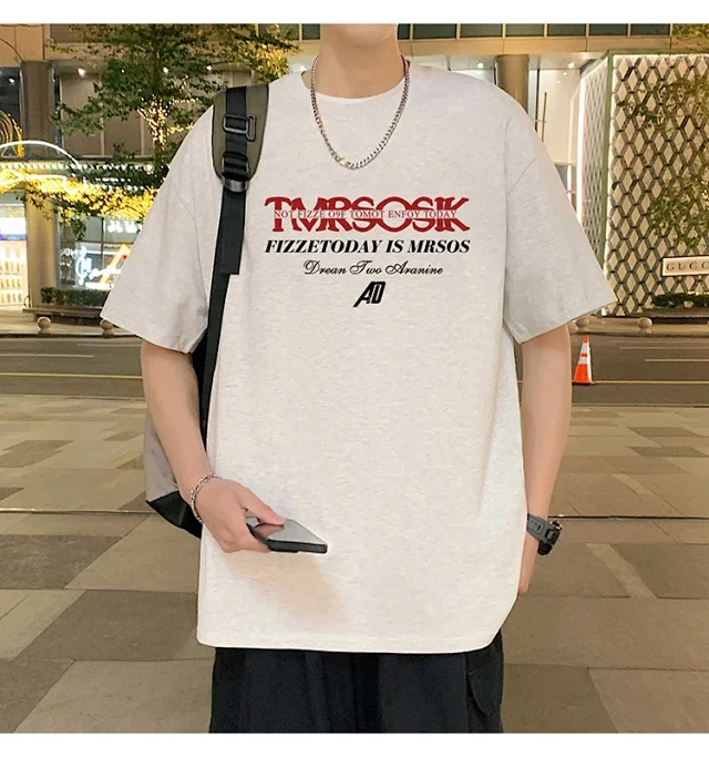 Men's Summer New Loose Crew Neck T-shirt Detail