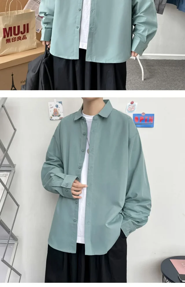 Men's Preppy Autumn Plus Size Shirt Detail