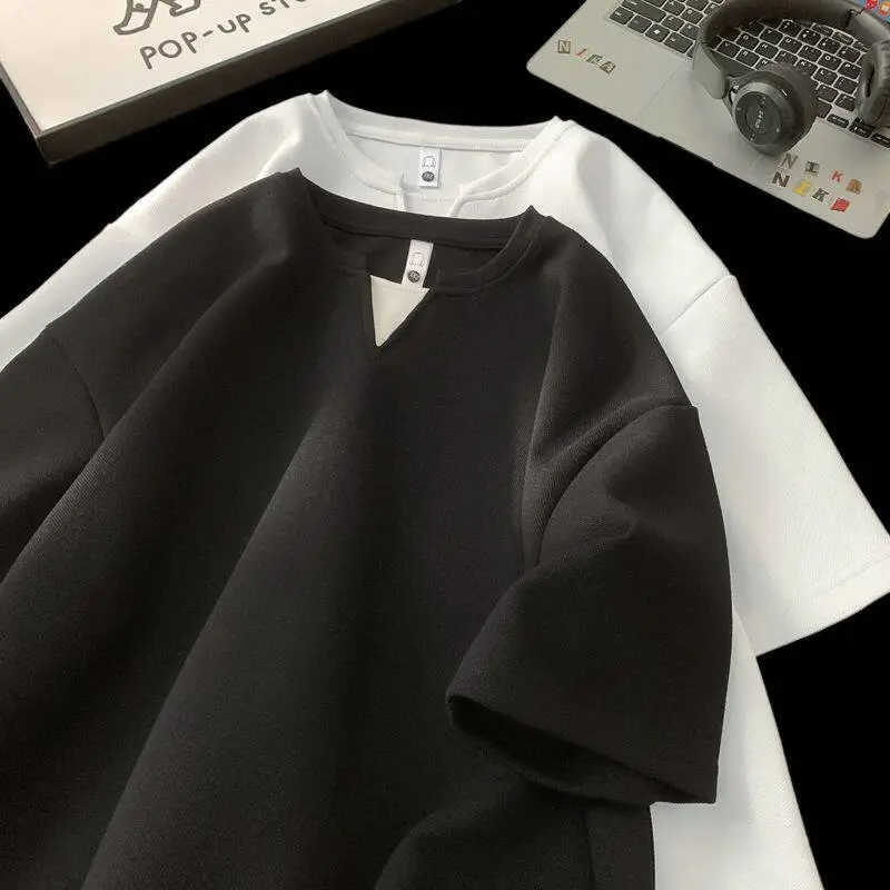 Men's Mock Two-Piece V-Neck Heavyweight Tee