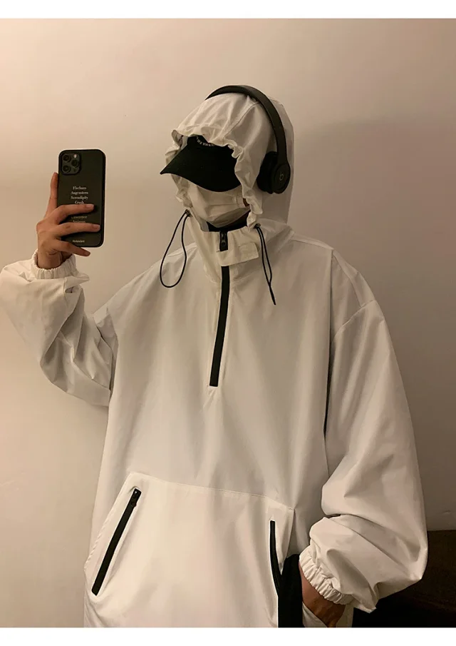 Men's & Youth Hooded Half-Zip Windbreaker Detail
