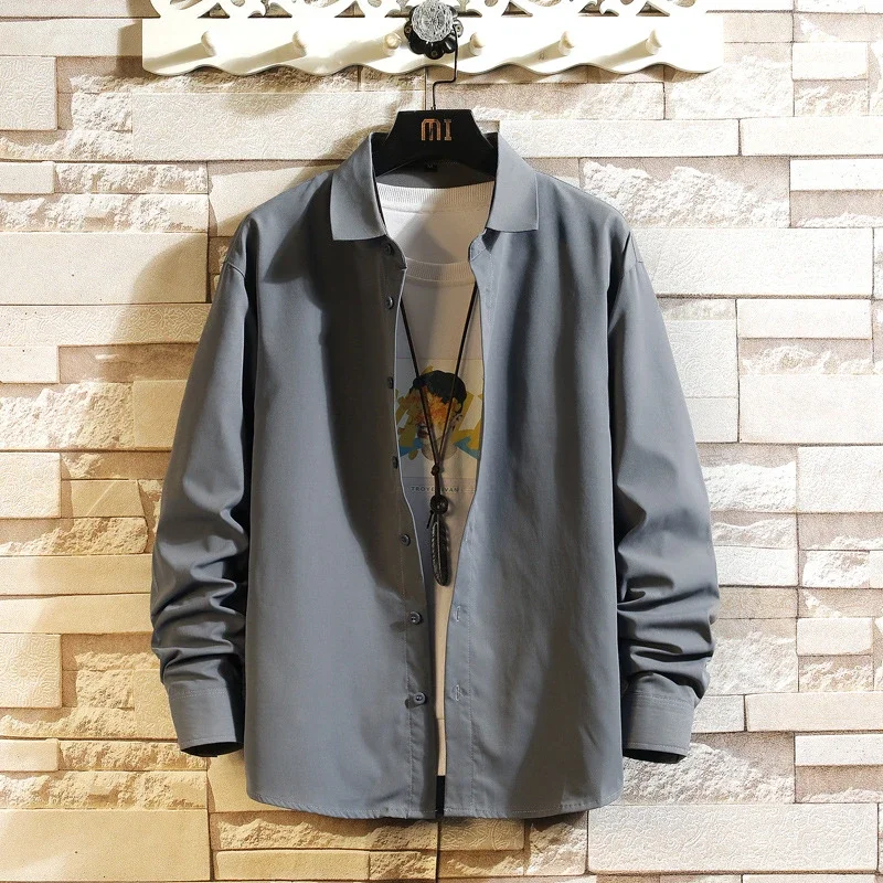 Men's Preppy Autumn Oversized Long-Sleeve Shirt