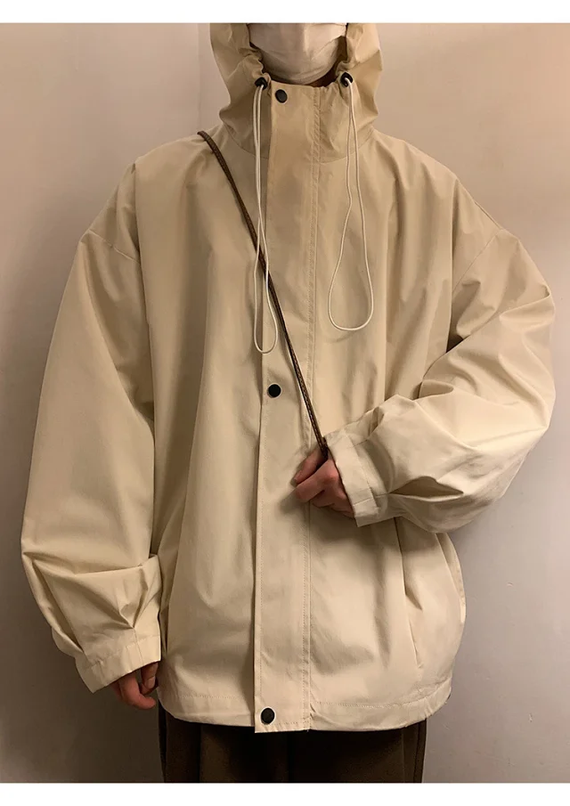 Autumn/Winter Men's HK Loose Casual Hooded Jacket Detail