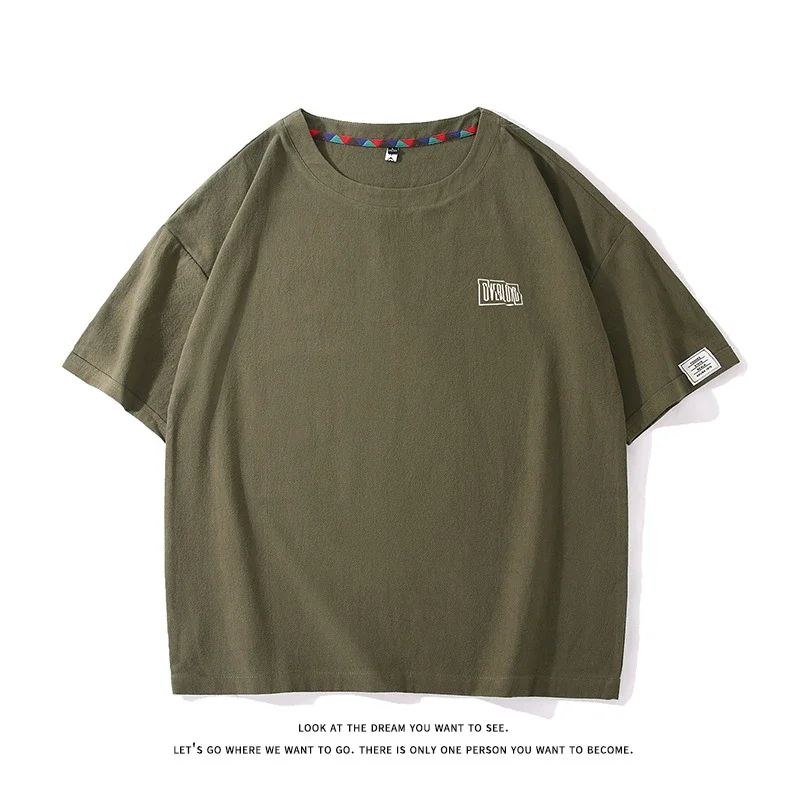 Men's Japanese Style Cotton Linen Tee
