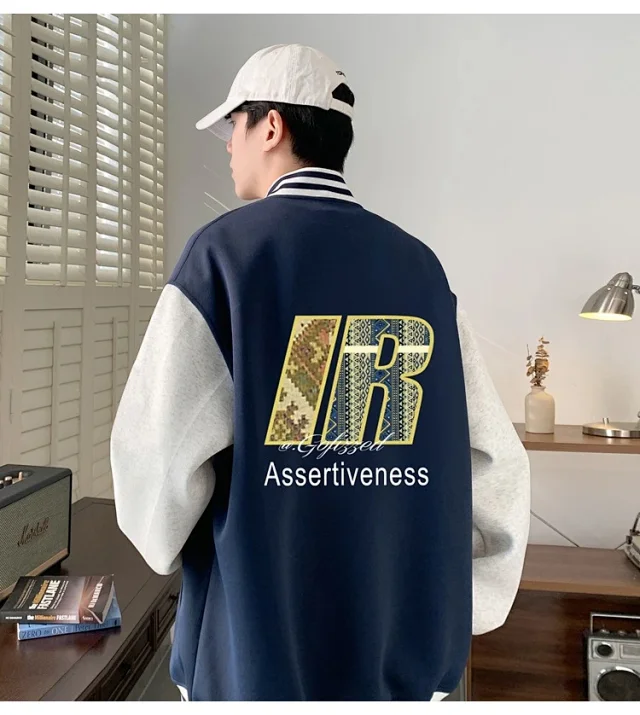 Trendy Men's Oversized Casual Bomber Jacket Detail