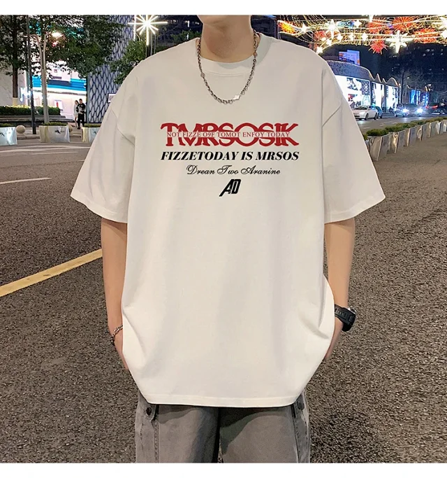Men's Summer New Loose Crew Neck T-shirt Detail