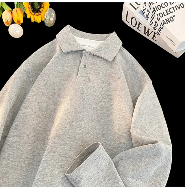 Men's Mock Two-Piece Long Sleeve Polo Detail