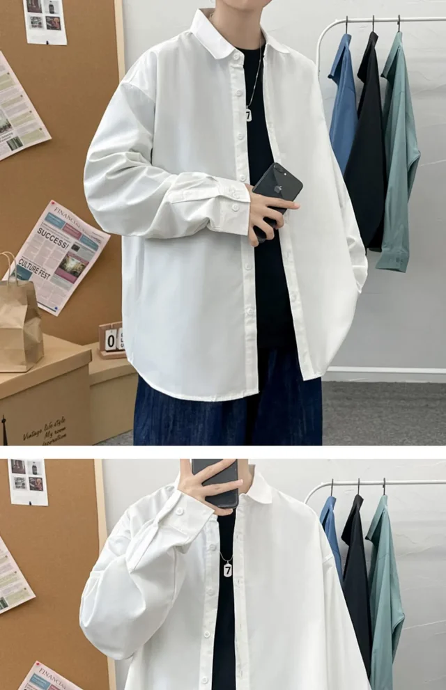 Men's Preppy Autumn Plus Size Shirt Detail