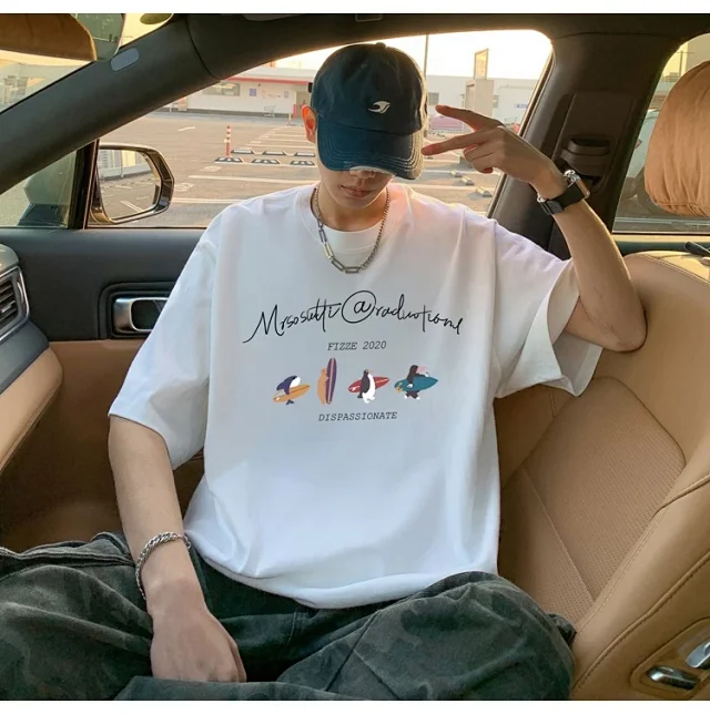 Men's Summer Trendy Oversized Cotton Tee Detail