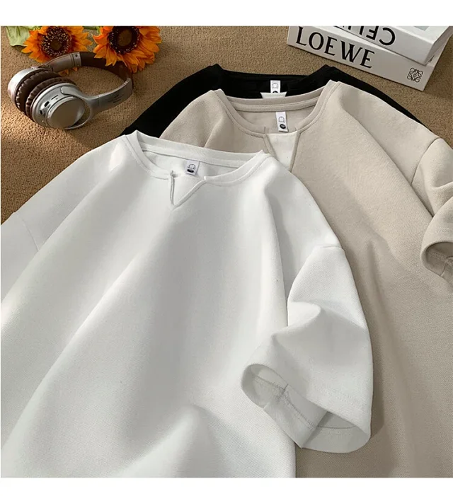 Men's Mock Two-Piece V-Neck Heavyweight Tee Detail