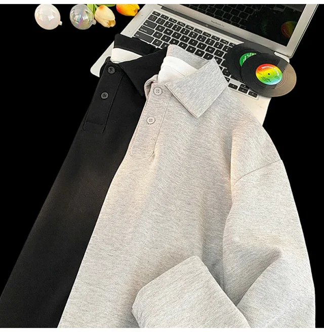 Men's Mock Two-Piece Long Sleeve Polo Detail