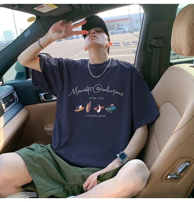 Men's Summer Trendy Oversized Cotton Tee Detail