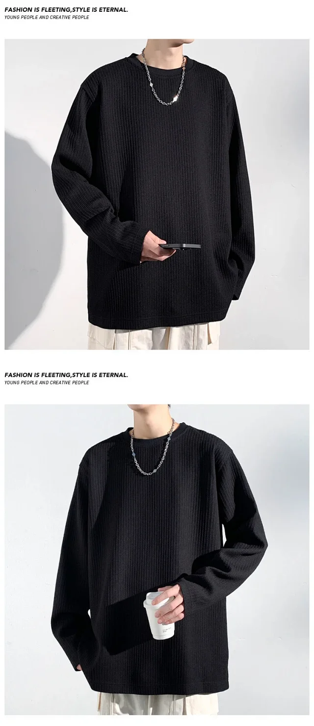 Men's Fleece-Lined Textured Long Sleeve Tee Detail