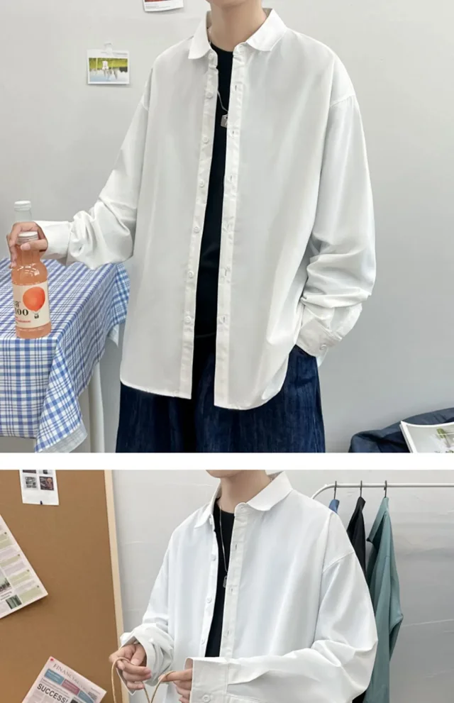 Men's Preppy Autumn Plus Size Shirt Detail